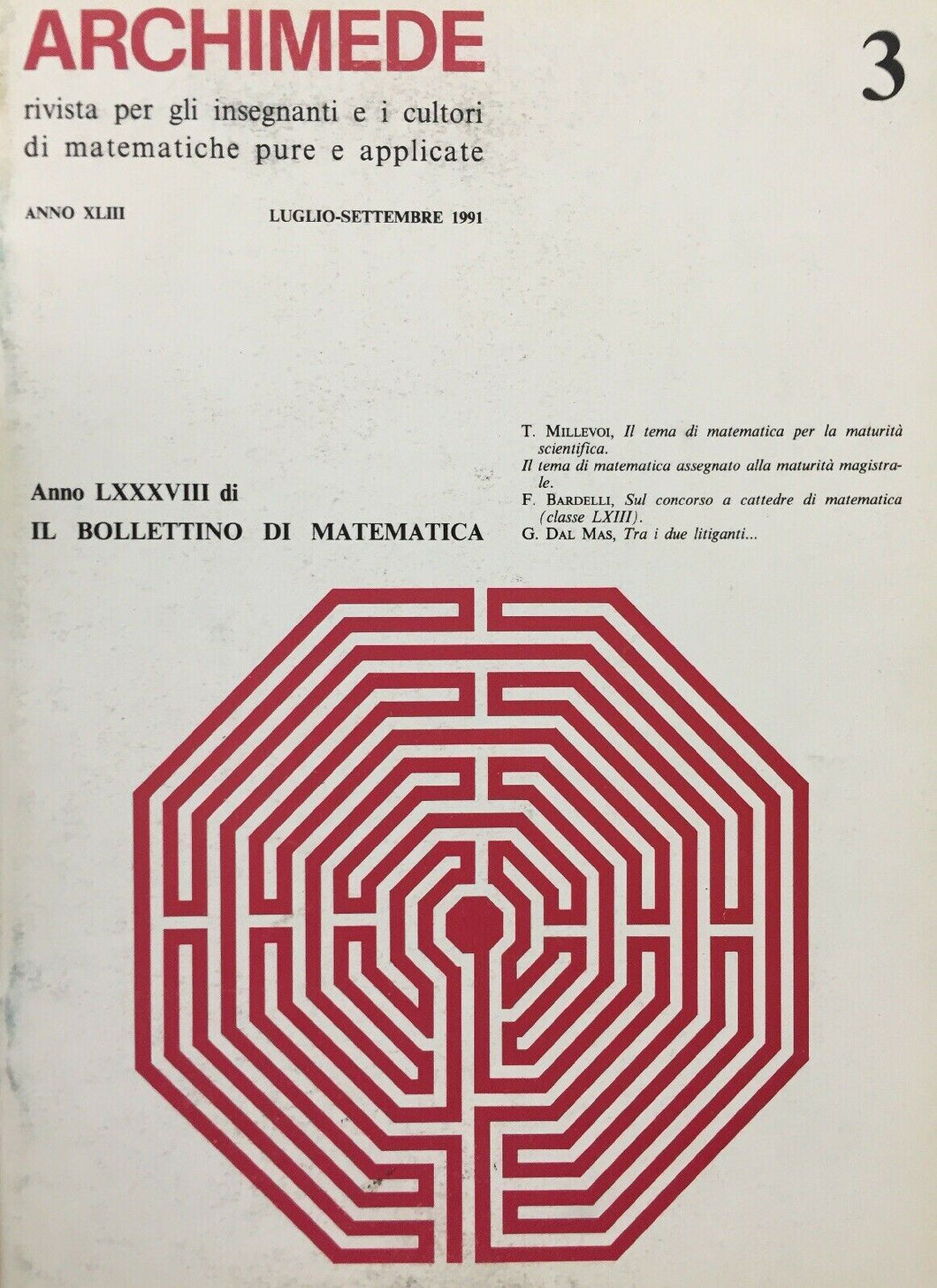 ARCHIMEDE RIVISTA DI MATEMATICHE PURE E APPLICATE LUGLIO SETTEMBRE 1991 J717