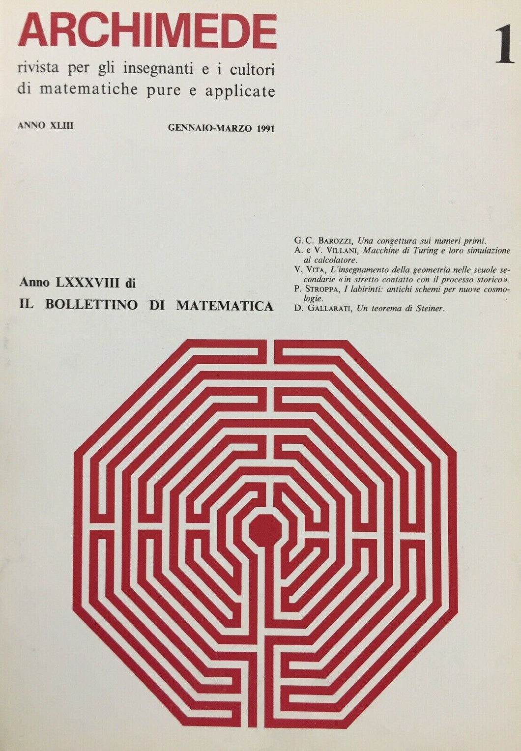 ARCHIMEDE RIVISTA DI MATEMATICHE PURE E APPLICATE GENNAIO MARZO 1991 J718