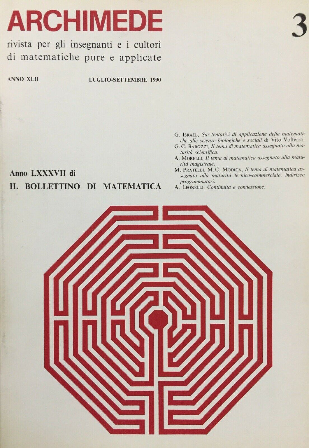 ARCHIMEDE RIVISTA DI MATEMATICHE PURE E APPLICATE LUGLIO SETTEMBRE 1990 J720