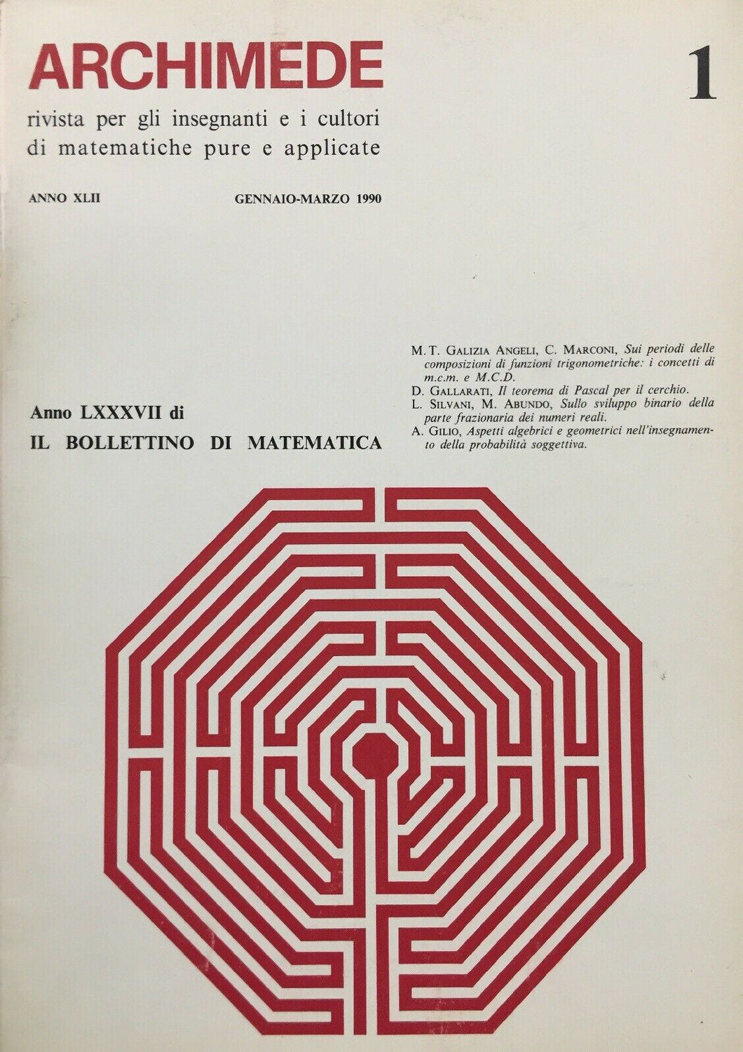ARCHIMEDE RIVISTA DI MATEMATICHE PURE E APPLICATE GENNAIO MARZO 1990 J722