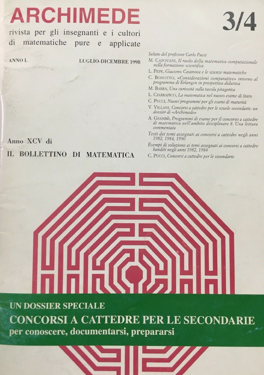 ARCHIMEDE RIVISTA DI MATEMATICHE PURE E APPLICATE LUGLIO DICEMBRE 1998 J723