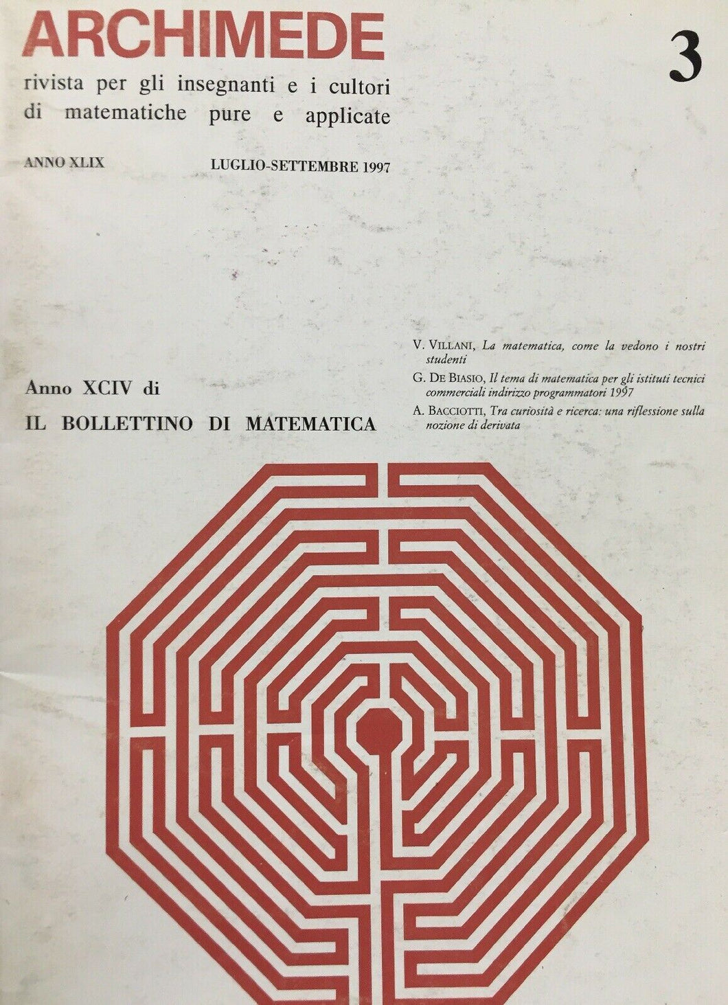 ARCHIMEDE RIVISTA DI MATEMATICHE PURE E APPLICATE LUGLIO SETTEMBRE 1997 J726