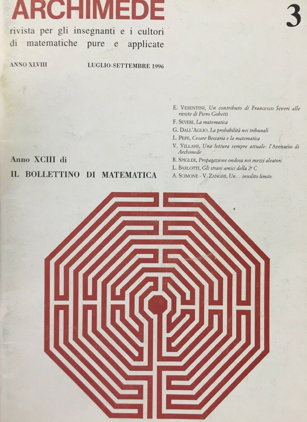 ARCHIMEDE RIVISTA DI MATEMATICHE PURE E APPLICATE LUGLIO SETTEMBRE 1996 J730