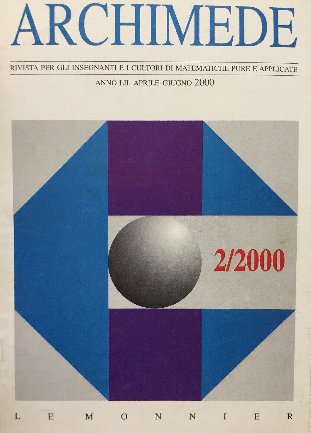 ARCHIMEDE RIVISTA DI MATEMATICHE PURE E APPLICATE APRILE GIUGNO 2000 J735