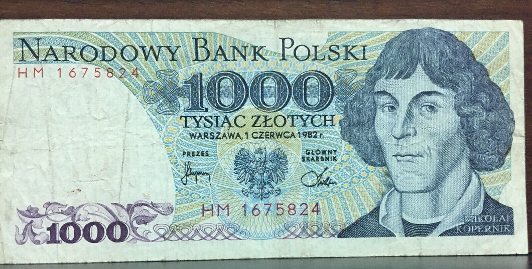 BANCONOTA 1000 ZLOTYCH 1982 CIRCOLATA  BAN01