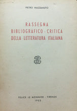 Carica l&#39;immagine nel visualizzatore di Gallery, RASSEGNA BIBLIOGRAFICO CRITICA DELLA LETTERATURA ITALIANA P. MAZZAMUTO 1953 M214
