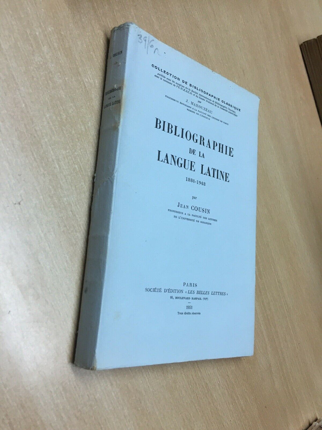 BIBLIOGRAPHIE DE LA LANGUE LATINE 1880-1948 PAR J. COUSIN 1951 M339