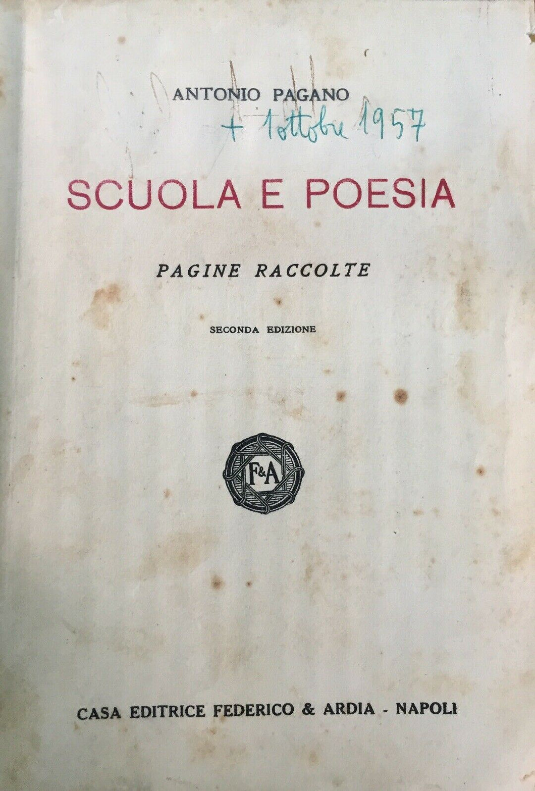 SCUOLA E POESIA A. PAGANO 1937 N317