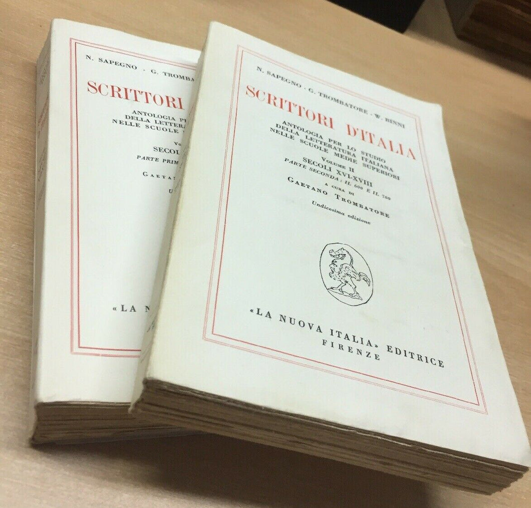 SCRITTORI D’ITALIA VOL. II  2 TOMI SAPEGNO TROMBATORE BINNI 1961 O94