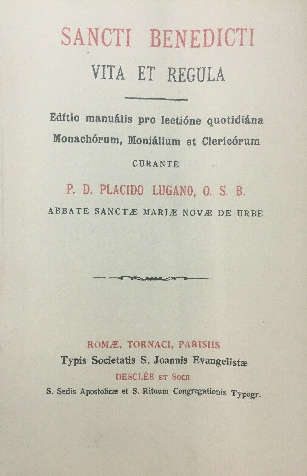 SANCTI BENEDICTI VITA ET REGULA -  PLACIDO LUGANO 1929 O252
