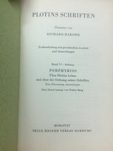 Carica l&#39;immagine nel visualizzatore di Gallery, PLOTINS SCHRIFTEN PORPHYRIOS ÜBER PLOTINS LEBEN 1957 O265
