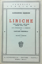 Carica l&#39;immagine nel visualizzatore di Gallery, LIRICHE A. MANZONI A CURA DI G. SBORSELLI U99
