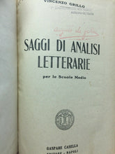 Carica l&#39;immagine nel visualizzatore di Gallery, SAGGI DI ANALISI LETTERARIE V. GRILLO U126
