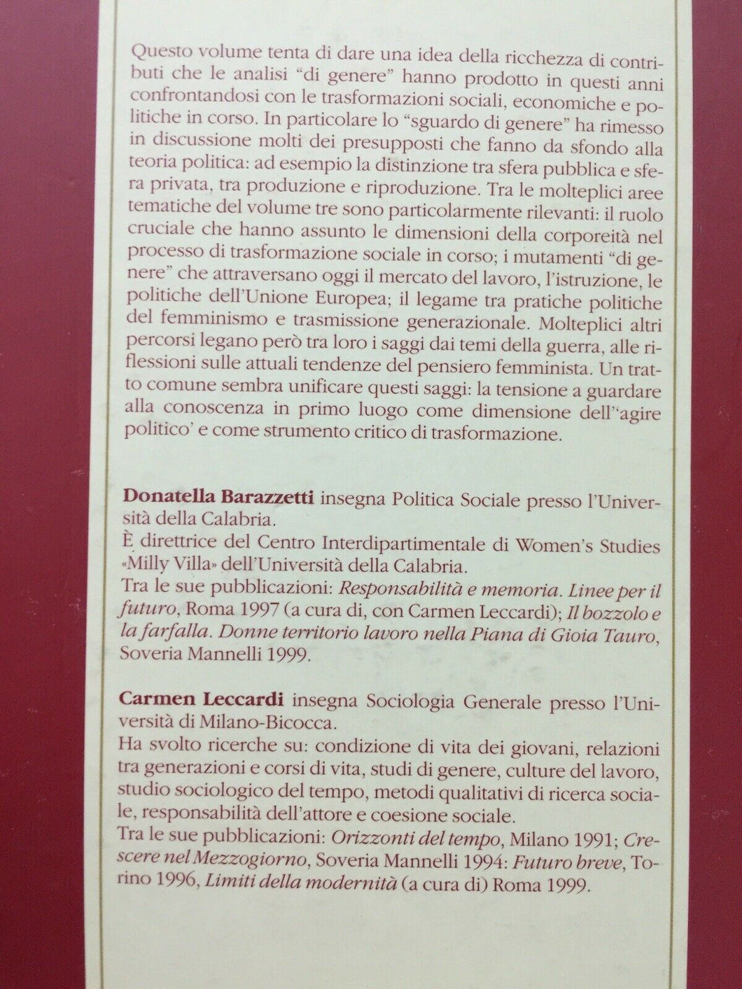 GENERE E MUTAMENTO SOCIALE LE DONNE TRA SOGGETTIVITÀ POLITICA E ISTITUZIONI U186