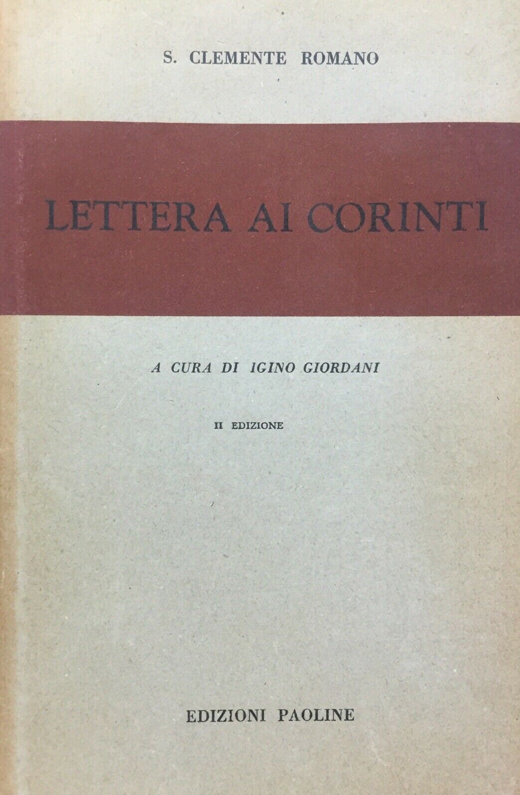LETTERA AI CORINTI S. CLEMENTE ROMANO U684