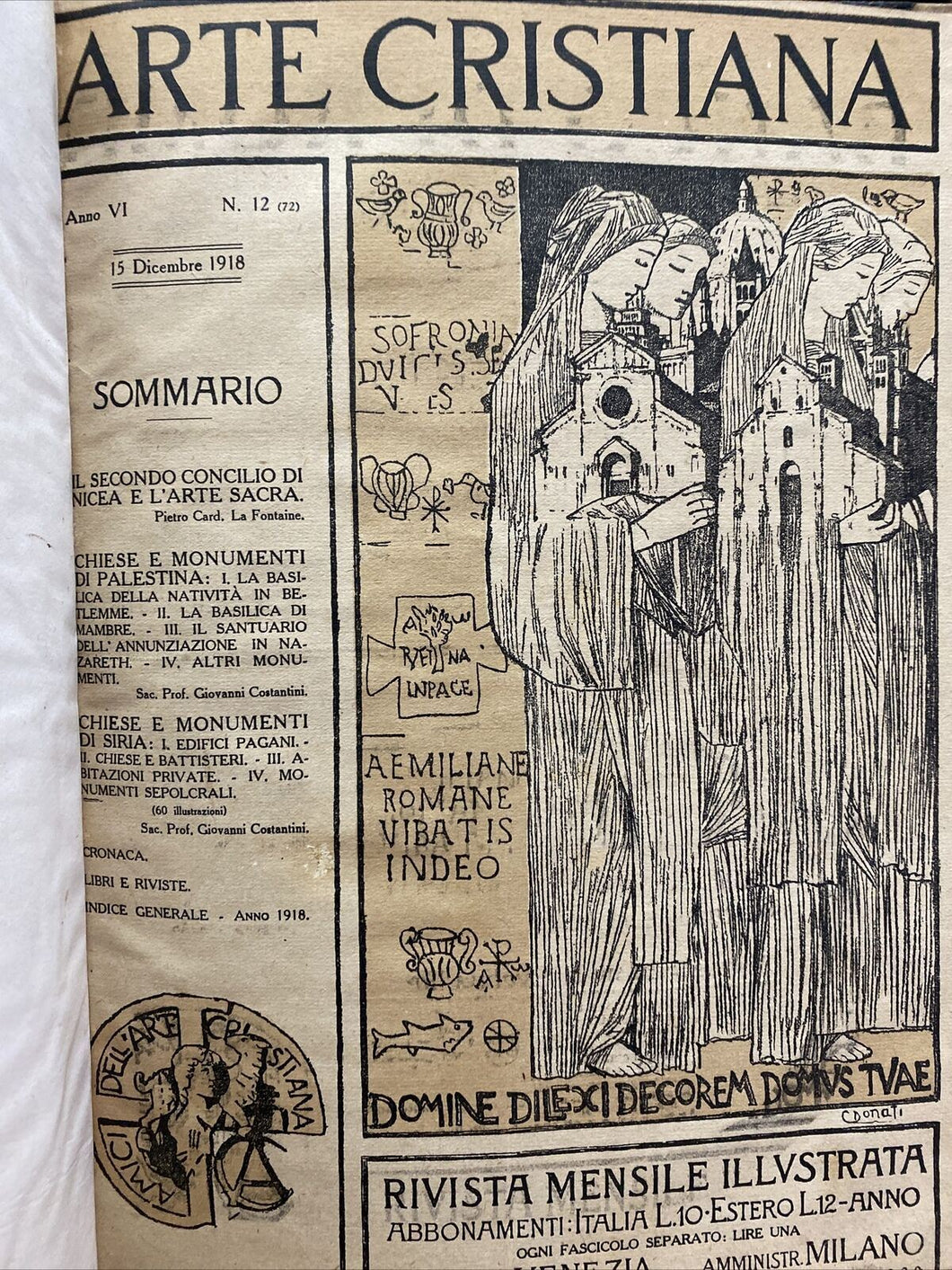 ARTE CRISTIANA RIVISTA MENSILE N.12/1918 BC08