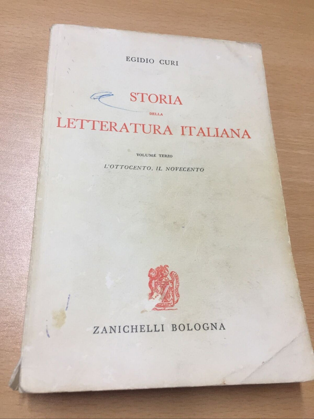 STORIA DELLA LETTERATURA ITALIANA VOLUME TERZO EGIDIO CURI  AB440