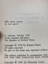 Carica l&#39;immagine nel visualizzatore di Gallery, LE MEMORIE DI RICHARD NIXON VOL. 1 - I ED. BA224
