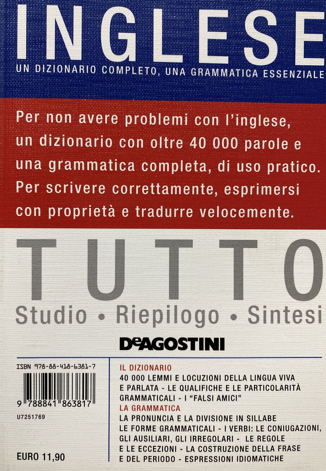 TUTTO INGLESE DE AGOSTINI DIZIONARIO E GRAMMATICA BB110