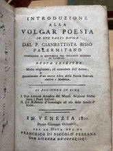 Carica l&#39;immagine nel visualizzatore di Gallery, INTRODUZIONE ALLA VOLGAR POESIA GIANBATTISTA BISSO VENEZIA 1800 BB125
