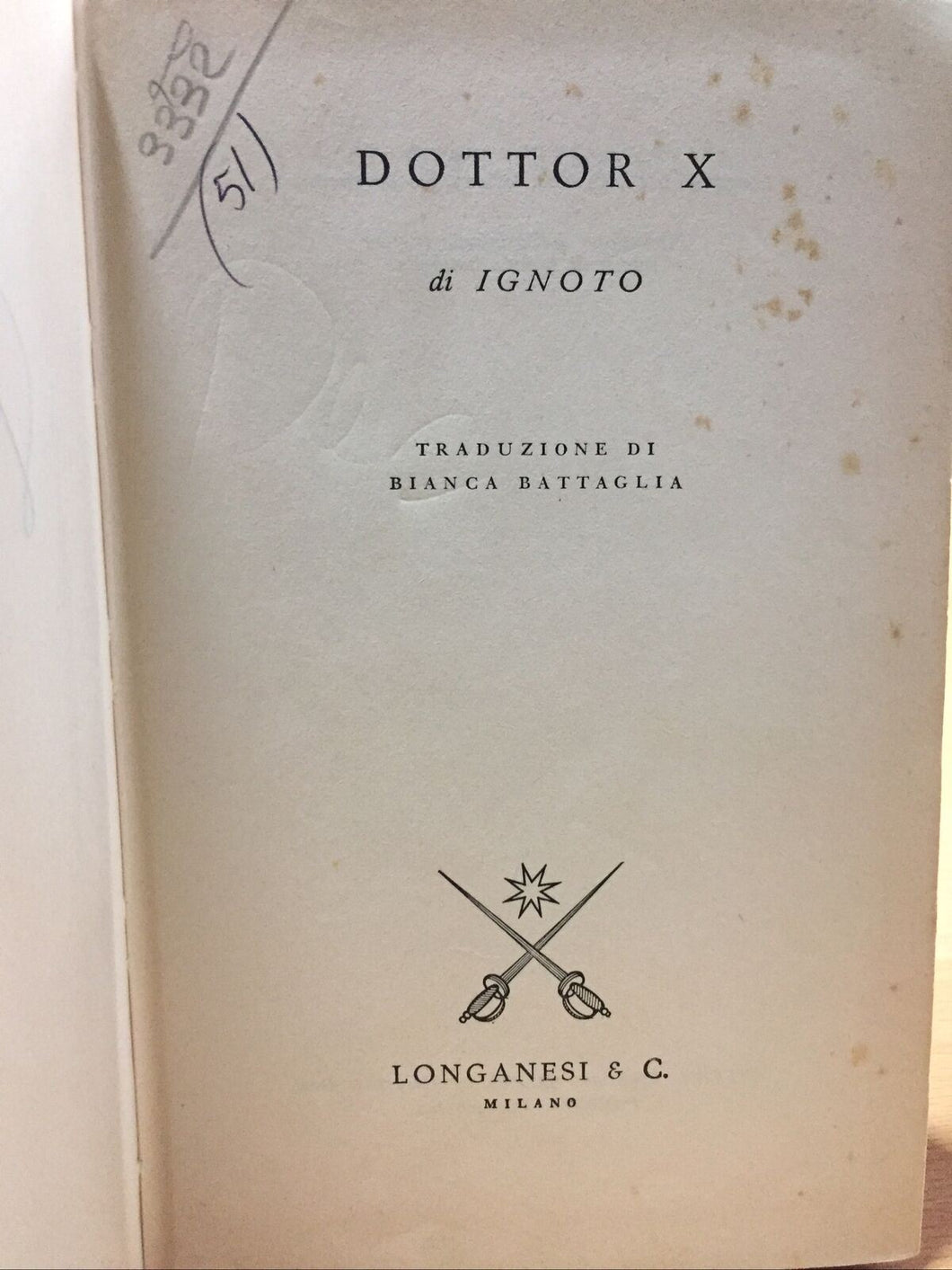 DOTTOR X IGNOTO AE478