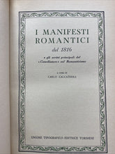 Carica l&#39;immagine nel visualizzatore di Gallery, I MANIFESTI ROMANTICI DEL 1816 UTET CLASSICI BE44
