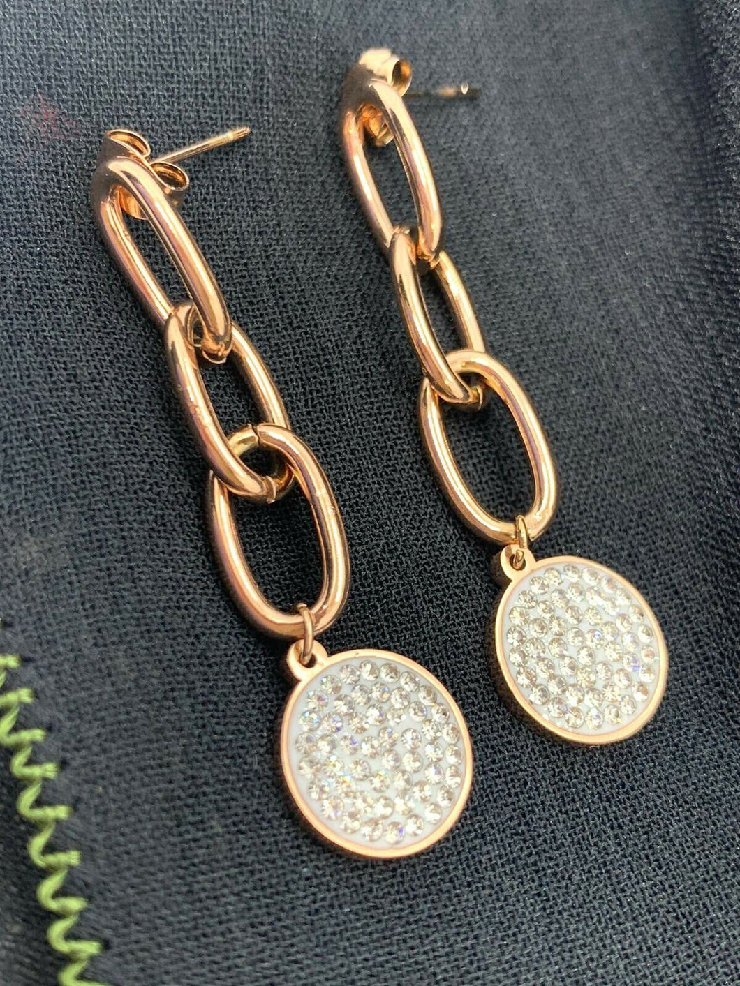 ORECCHÌNI ACCIAO E STRASS  col. ORO ROSA JEW16